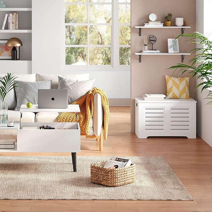 DINZI LVJ Long Wall Shelves, 31.5 x 7.9 x 6.1 Inches, Set of 2 White Floating Shelves, Easy-to-Install, Large Storage Ledges with Sturdy Metal Brackets for Living Room, Bathroom, Bedroom, Kitchen