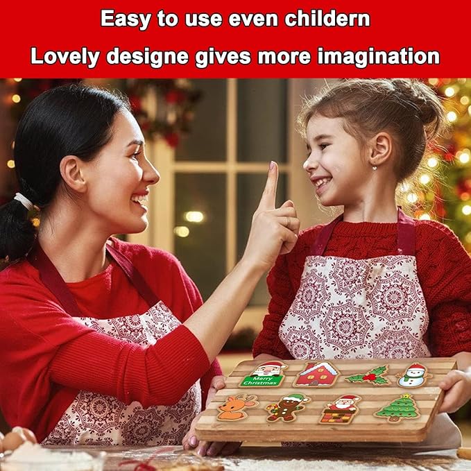 Leesgel Christmas Cookie Cutters, 3D Christmas Holiday Cookie Cutters Shapes with Santa/Xmas Tree/House/Deer, Christmas Party Decorations Ornaments