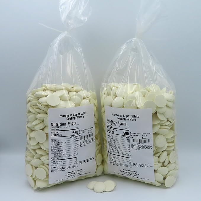 MERCKENS Coating Wafers, Melting Chocolate, Super White, 10 Pounds