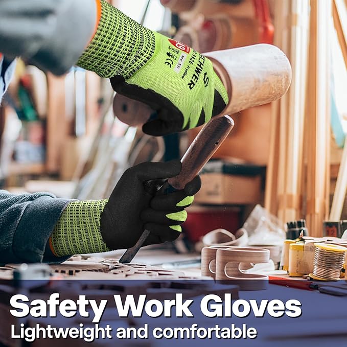 Schwer ProGuard Highest Level Cut Resistant Work Gloves PR3326 for Extreme Protection，ANSI A9 Cut Gloves with Reinforced Thumb, Non Slip, Breathable, Durable, Touch-screen, Non PFAS, Yellow 1 Pair（M）