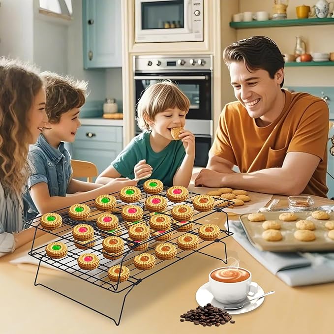 ShellKingdom Cooling Racks, Stainless Steel Non-Stick Baking Racks And Oven Safe Wire Cool Racks for Cookies, Cakes and Baking, 2-Tier, Foldable