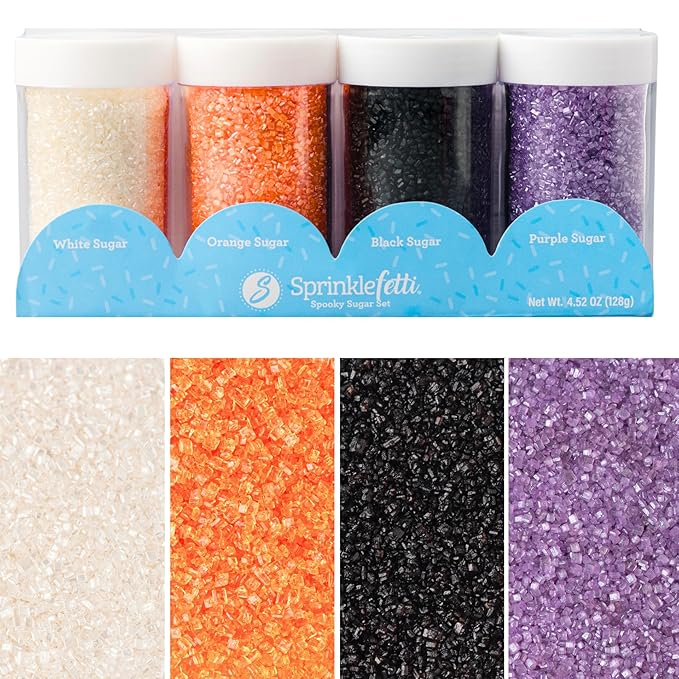 Sweets Indeed Sprinkles, 4 Pack, Edible Sprinkle Mix, Perfect for Cake Decorations, Baking, Ice Cream, Cookies, Cupcake Topper (Halloween Sugar)