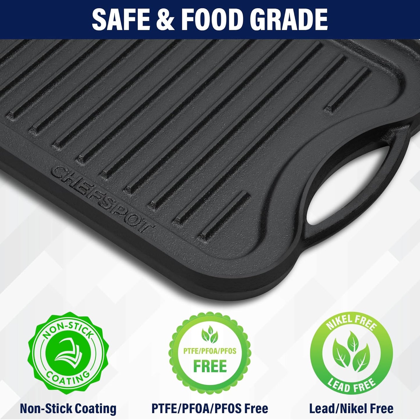 Griddle Pan for Stove Top – 20" Reversible Cast Iron Double Burner Griddle Plate, Multi-Use Preseasoned Pancake Pan with Handles - Works on most Stovetops, Grills, and Fire