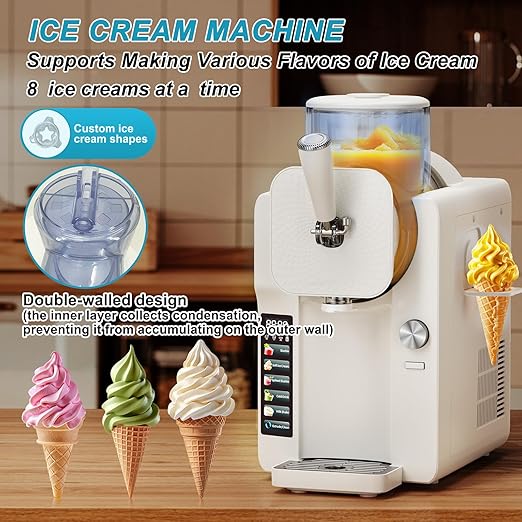 Ice Cream Maker, Slushie Machine for Home, Slushy Machine 70 oz Margarita Machine with 6 Preset Programs for Ice Cream, Smoothie, Milkshake, Cocktail, Frappés, 9-Level Adjustable Thickness, White