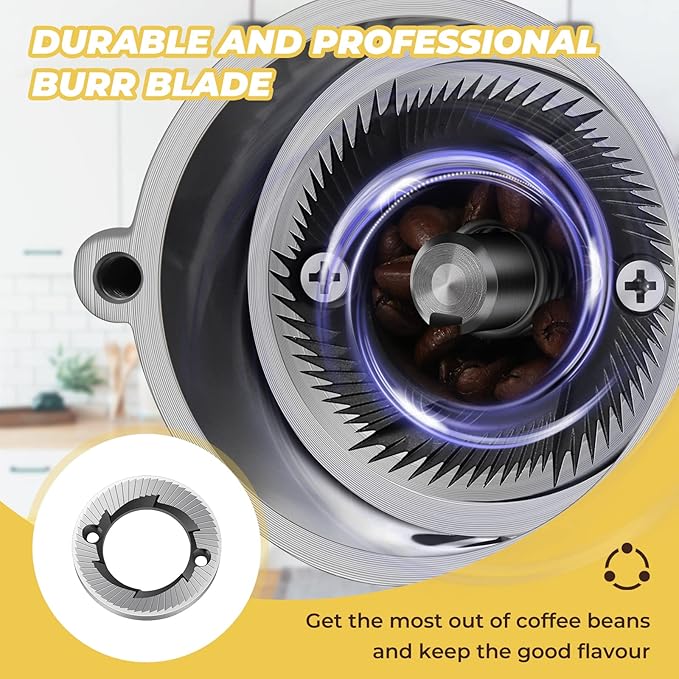 Burr Coffee Grinder Electric Espresso Grinder Commercial & Homeuse Silent Small Coffee Bean Grinder with Hopper Adjustable Grind, With Brush, Spoon, White