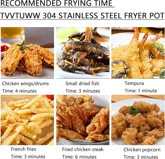 Deep Fryer Pot, 304 Stainless Steel Frying Pot with Temperature Control, Lid and Oil Drip Drainer Rack for Kitchen French Fries, Chicken Large Size 9.4 Inch/3.4 L Father's Day Gift