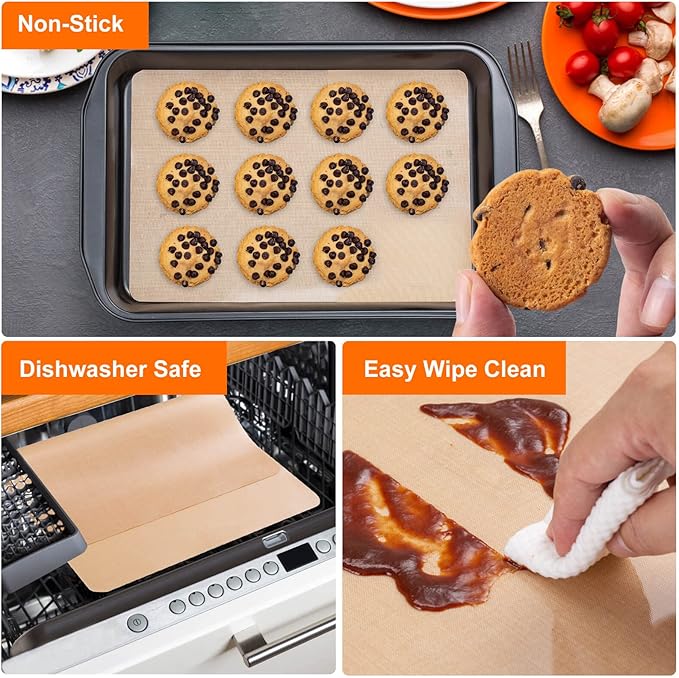 Silicone Baking Mat Roll -16IN x 10FT Non Stick Heat Resistant Food Grade Baking Mats, No Slip Reusable Freeze Dryer Mat,Pastry Mat,Countertop Protector Mat, Washable Oil-Proof Refrigerator Liners