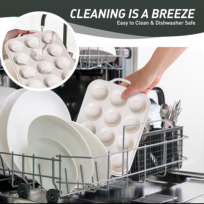 2 Packs 12 Cups Silicone Muffin Pan with Metal Reinforced Frame Regular Size Cupcake Pan Tray Egg Bites Oven Safe Silicone Molds Cookie Muffin Pan Tin Best Baking Sheets Non Toxic Clearance