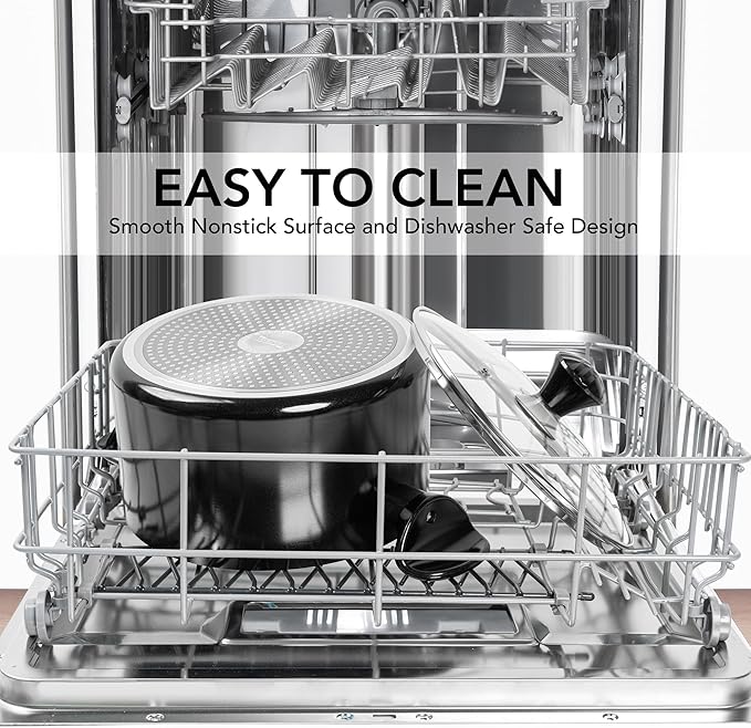 MICHELANGELO Stock Pot with Lid, 6 Quart Soup Pot with Lid, Nonstick Ceramic Cooking Pot with Stay-Cool Handle, Induction Compatible - 6QT, Black