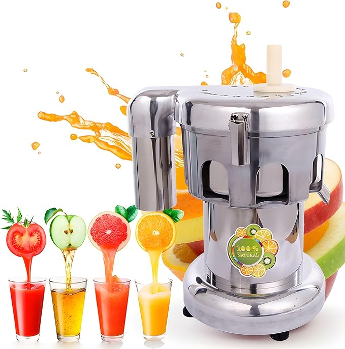 110V 750W Electric Stainless Steel Vegetable & Fruit Juice Maker Squeezer Centrifugal Juicer Machine Commercial Juice Press Machine 5-10 kg/min Juice Amount