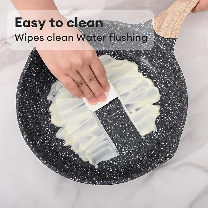 JEETEE 11 Inch Nonstick Frying Pan, Stone Coating Cookware, Nonstick Omelette Pan with Heat-Resistant Handle, Induction Skillet for Eggs (Grey)