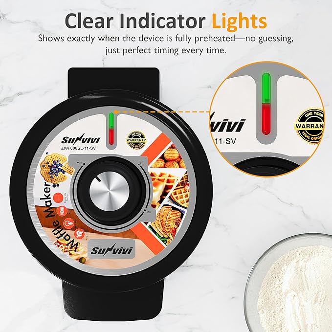 Sunvivi Heart Waffle Maker: 5 Heart Shaped Waffle Iron with Adjustable Temperature Control, Nonstick Waffle Machine with Indicator Light, Easy to Clean,The best gifts Her, Kids and Families