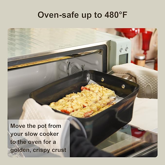 7-Quart Slow Cooker - PFOA-Free Nonstick Pot with 3 Heat Settings & Timer - Dishwasher & Oven Safe for Effortless Cooking, Perfect for Family Meals & Parties