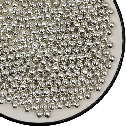 Silver Pearl Sugar Sprinkles 3.53 oz, 7mm Candy Pearls Ideal for Baking, Cake and Cupcake Toppers, Cookie Decoration, Ice Cream Topping, Wedding Shower Valentines Halloween Christmas