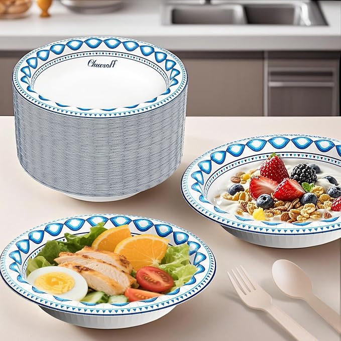 20 oz 180 Pack Paper Bowls Bulk, Soak Proof Heavy Duty Paper Bowls, Cut Proof Small Soup Bowl, Disposable Bowl for Party, Birthday and Picnic