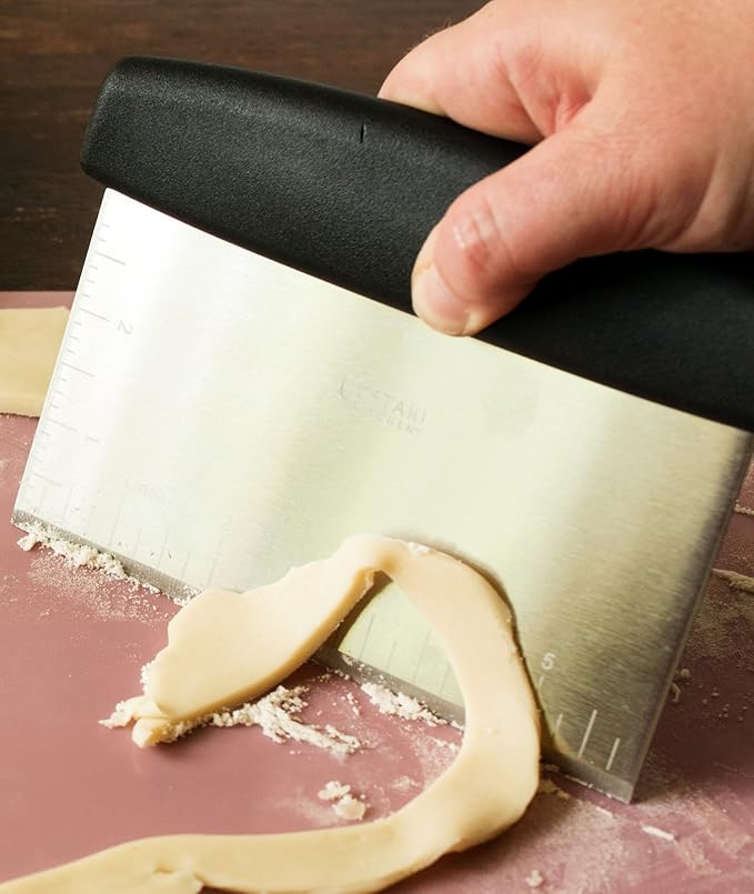 Dough Scraper Bench Knife: Professional Quality Heavy Duty Stainless Steel Bench Scraper, Chopper, Cutter - Perfect for Pastry, Nuts, Herbs, Chocolate, Pizza Dough, Soap, Bread Baking