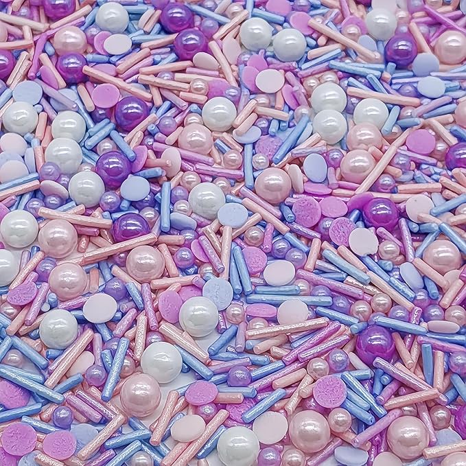 Purple Series Sprinkles Candy Mix Size Edible Pearls Cake Decorations Cupcake Toppers Cookie Decorating Perfect for Wedding Party Valentine Halloween Christmas Supplies 4.58OZ