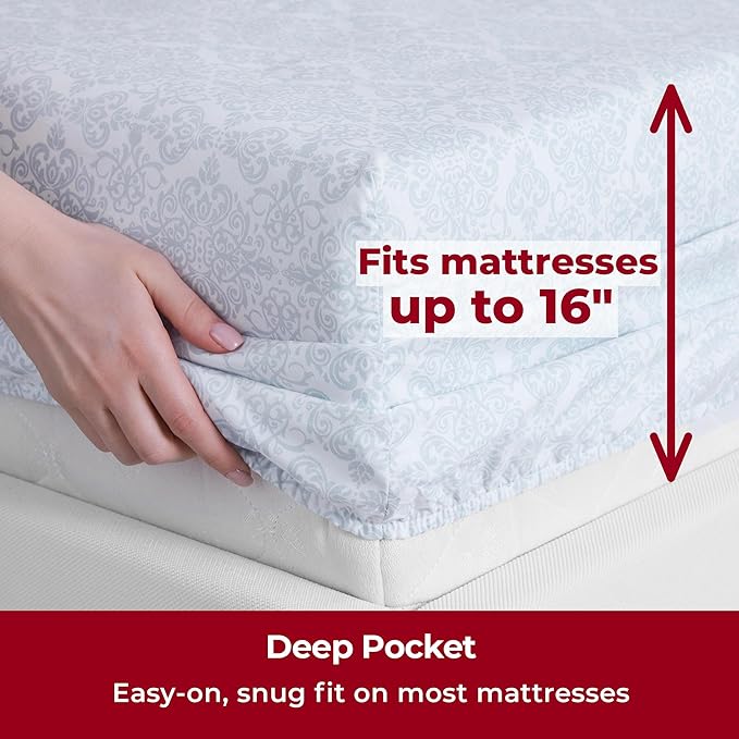 Mellanni Twin Sheets Set - 3 PC Iconic Collection Bedding - Hotel Luxury, Extra Soft, Cooling Bed Sheets - Wrinkle, Fade, Stain Resistant (Twin, Laced Sky Blue)