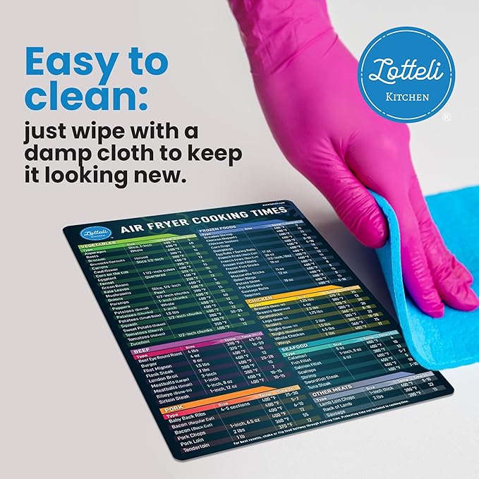 Air Fryer Magnetic Cheat Sheet Set - Air Fryer Accessories Cookbook - Pressure Cooker Magnet Sheet As Seen on The Today Show - Quick Reference Guide for Cooking and Frying (Black Bundle)