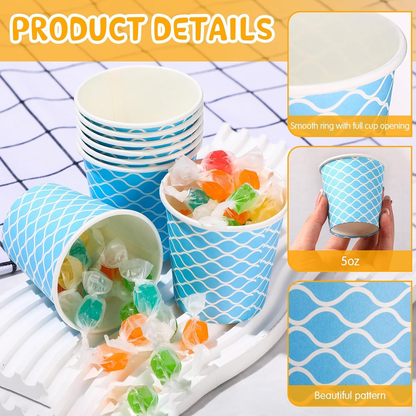 Thenshop 1000 Pieces 5 oz Wave Multicolor Paper Disposable Cups Colorful Small Kid Mouthwash Cups for Coffee Drinking Beverage Travel Picnics Barbecues Party, 10 Colors