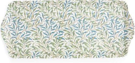 Pimpernel Morris & Co Willow Bough Sandwich Tray - Soft Sage Melamine Serving Tray for Tea Time, Light Snacks, TV Lunches - Easy-Clean Surface & Dishwasher Safe - 15 x 6 Inch, Ideal Housewarming Gift