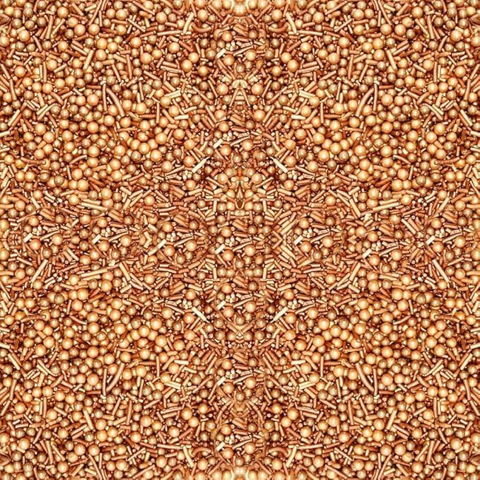 Confect Fusion Rose Gold Metallic Sprinkles Mix - Edible Cake Decorating Pearls, Rods & Sugar Crystals for Cupcakes, Cookies & Cakes | Vegan, Gluten-Free, Nut-Free, Soy-Free, Dairy-Free, Palm Oil-Free- 4.2 Oz