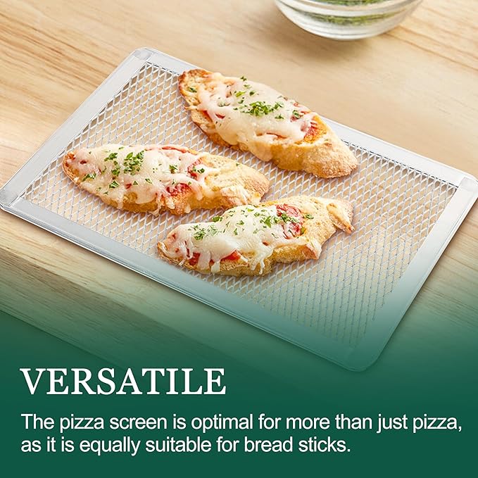 Pizza Screen 8 x 12 Inch 2 Pack Rectangular Aluminum Pizza Pan Restaurant-Grade Flatbread Screen Pizza Crisper Pan,Oven-Safe