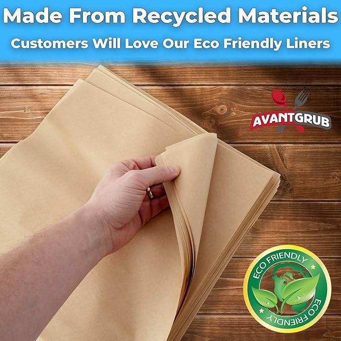 Eco Friendly, Grease Proof 12" x 12" Deli Wrap 500 Pk. Best Kraft Food Wrapping Paper Sheets for Picnic, Festival, Fair or BBQ. Perfect Liner for Tray, Basket or Boat. Quality Bulk Restaurant Supply