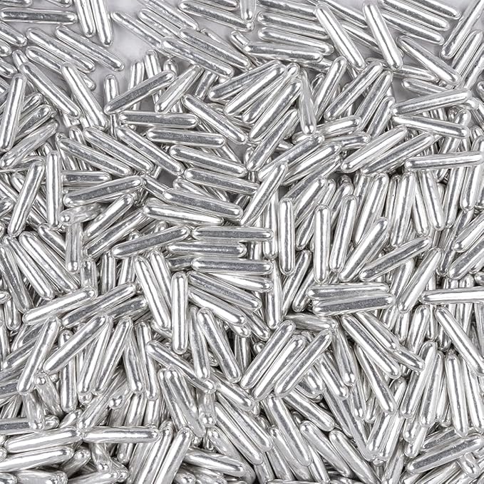Dazzjoy Silver Rods Sprinkles, Edible Sugar Sprinkles, 120g/4.23oz, Cupcake Toppers, Cake Decorations, Ice Cream, Wedding Party Valentines Easter Supplies