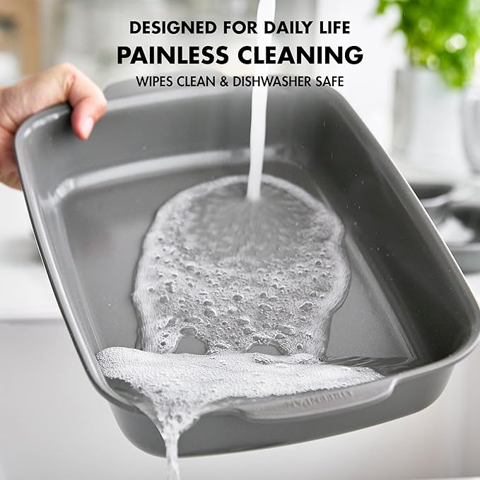 GreenPan Premiere Ovenware Healthy Ceramic Nonstick 13" x 9" Rectangular Baking Pan, Cast Aluminum Bakeware, Warp-Free, Oven and Broiler safe to 600F,Dishwasher Safe, PFAS-Free, Gray