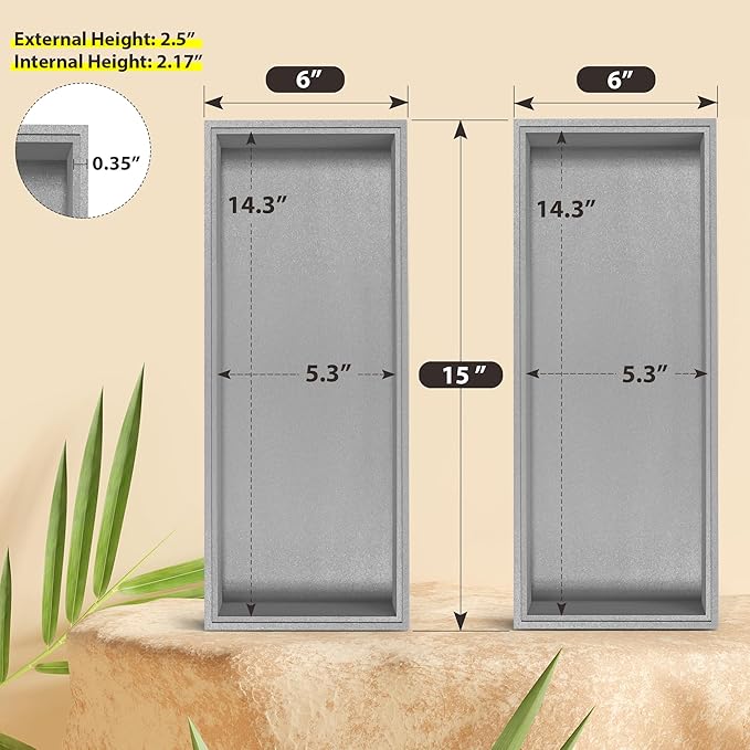 Kitchen Drawer Organizer Bins, Stackable Bamboo Drawer Organizer for Silverware, 2 Pcs Toilet Paper Basket Holder, Wood Bathroom Tray Countertop, Toilet Tank Tray Silver 15" x 6" x 2.5"