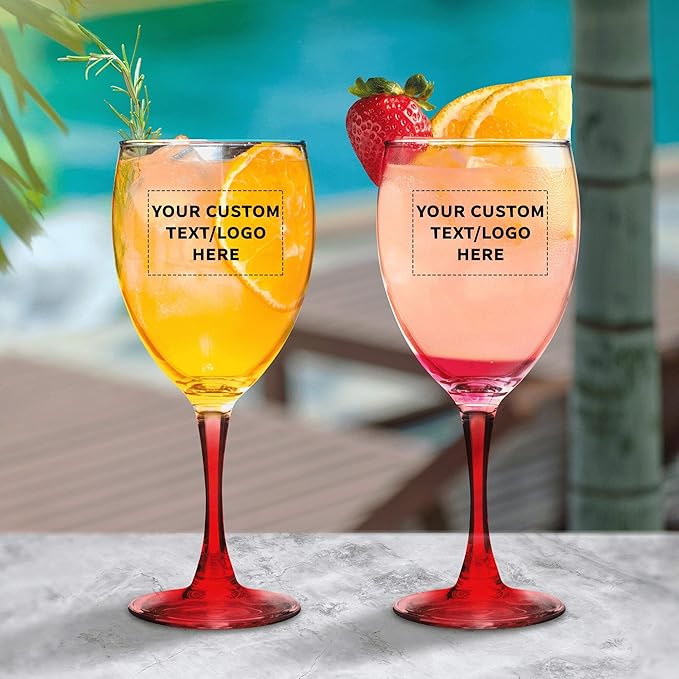 Custom Nuance Wine Glasses by ARC 10.5 oz. Set of 50, Personalized Bulk Pack - Restaurant Glassware, Perfect for Red Wine, White Wine, Cocktails - Red