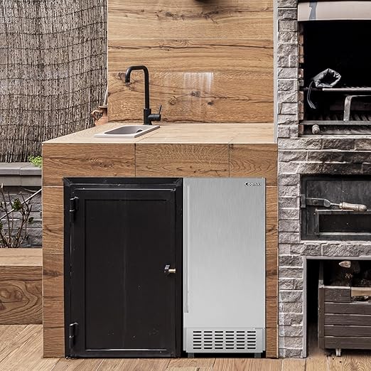 15" W Commercial Under Counter Ice Maker Machine, 80 Lbs/Day, 30 Lbs Storage, Auto-Cleaning, Stainless Steel Built-in Freestanding Ice Maker for Home Bar Restaurant Outdoor