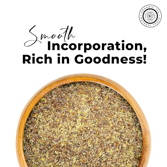 Pride of India- Flax Meal Flour 1 lbs (454 gm) Nutty Earthy Taste Freshly Milled in Small Batches | Prepare Muffins Pancakes Smoothies Pudding Salads | Gluten-Free, Vegan
