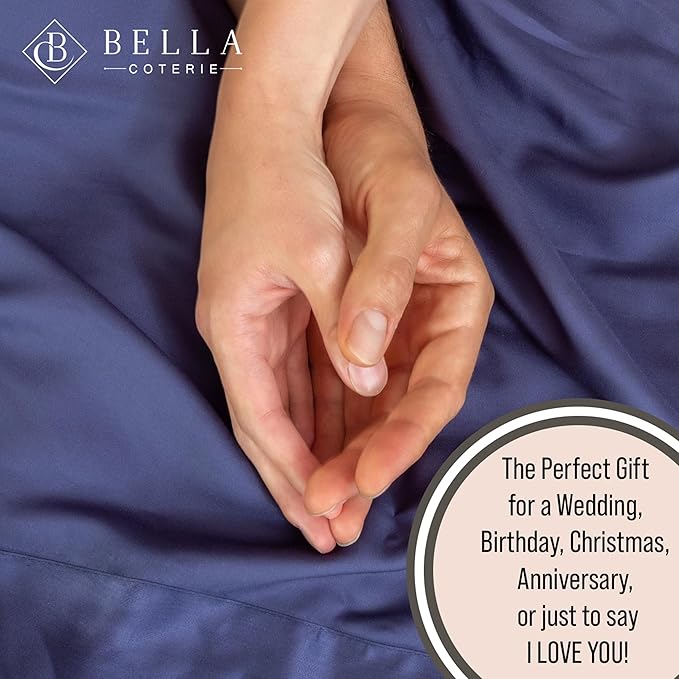 Bella Coterie Luxury Bamboo Viscose Cal King Size Sheet Set | 100% Organically Grown | Ultra Soft | Cooling for Hot Sleepers | 18" Deep Pocket [Twilight Blue]