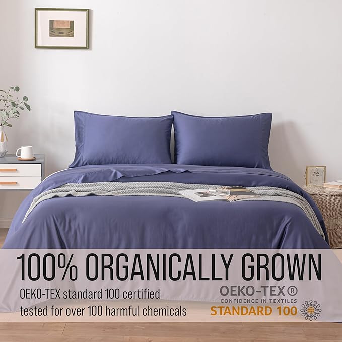 Bella Coterie Luxury Bamboo Viscose Cal King Size Sheet Set | 100% Organically Grown | Ultra Soft | Cooling for Hot Sleepers | 18" Deep Pocket [Twilight Blue]