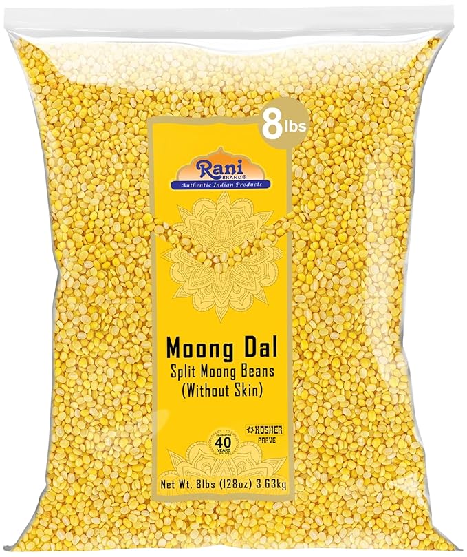 Rani Moong Dal (Split Mung Beans Without Skin) Lentils Indian 128oz (8lbs) 3.63kg Bulk ~ All Natural | Gluten Friendly | Non-GMO | Kosher | Vegan | Indian Origin