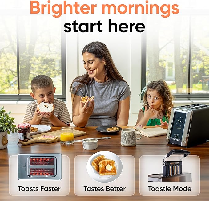 Revolution R180 Connect Smart Toaster Bundle with Toastie Press – Touchscreen, 2-Slice Wide Slot, InstaGLO Tech – Toast Bread, Bagels, Waffles, Muffins, Tortillas, Pastries – Black