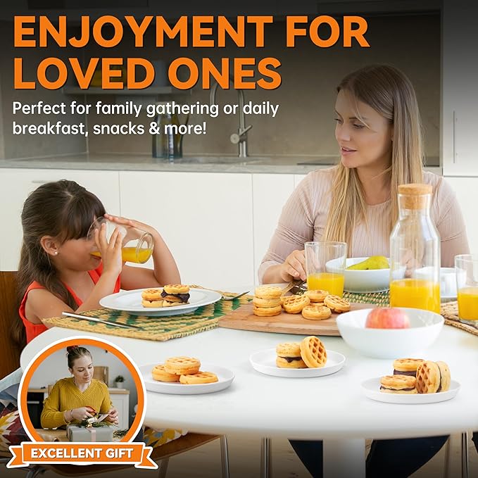 Baker's Friend, Bite-size Mini Waffle Maker for Kids & Adults, Small Waffle Maker Mini Belgian Waffle Machine, 11 X 2.2” Tiny Nonstick Waffles Iron, Recipe Included, Aqua