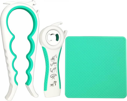 Latest Jar Opener and 5 in 1 Bottle Opener with Rubber Jar gripper Pad Ideal for Seniors with arthritis Weak Hands and Low Strength