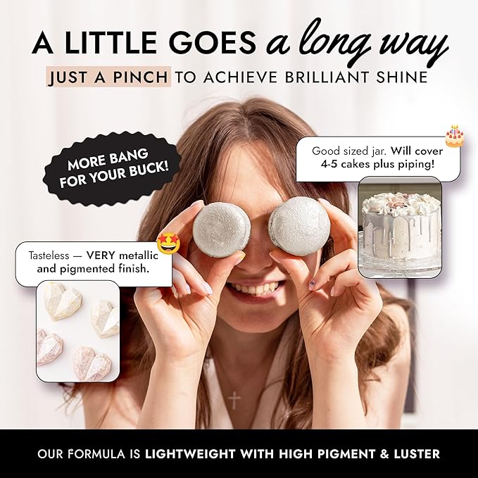 MONÉGASQUE White Edible Glitter for Drinks 7g – Halloween Edible Glitter for Cakes & Cocktails - White Luster Dust for Cocktail, Cake, Strawberries - Food & Drink Shimmer - Cake Decorations Spray