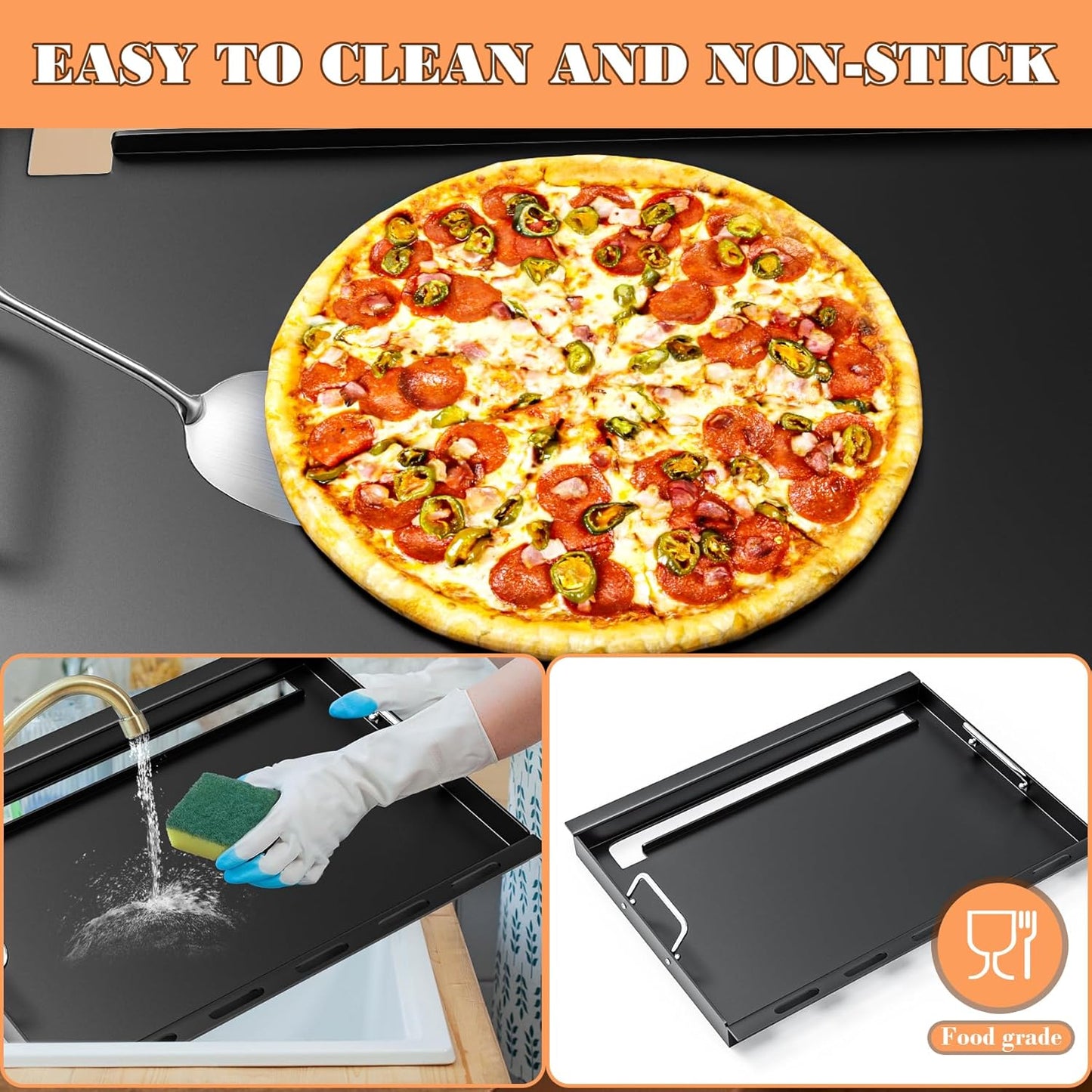 6788 Full Size Griddle Insert Replacement Part for Weber Genesis II E320 E310 EP310 EP330 E325 Gas Grill, Flat Top Grill Griddle with Handles for Genesis II 300 Series GS4, Replace for 66095 66802