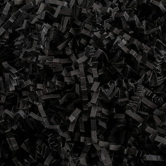 MagicWater Crinkle Cut Paper Shred Filler - 2 LB Black - Premium Quality Recyclable, Eco-Friendly Decorative Packaging for Gift Wrapping, Basket Filling, Birthdays, Weddings & Anniversaries.