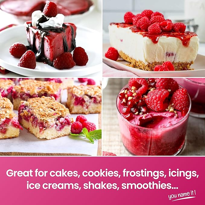 LorAnn Oils Raspberry Bakery Emulsion: True Essence, Ideal for Boosting Fruit Tones in Cakes, Cookies & Desserts, Gluten-Free, Keto-Friendly, Extract Substitute Essential for Your Kitchen, 4 Oz