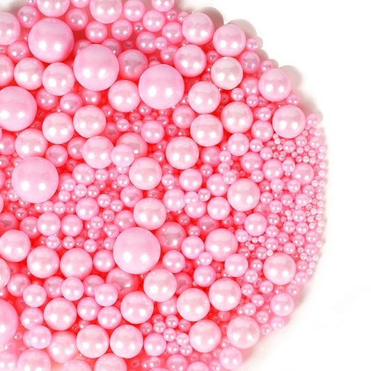 Kasvan Pink Pearl Sugar Sprinkles - Edible Candy Pearls 130g/4.58 Oz, Mix Size, Baking Cake Decorations, Ice Cream Toppings and Cookie Decorating, Wedding Party Chirstmas Supplies