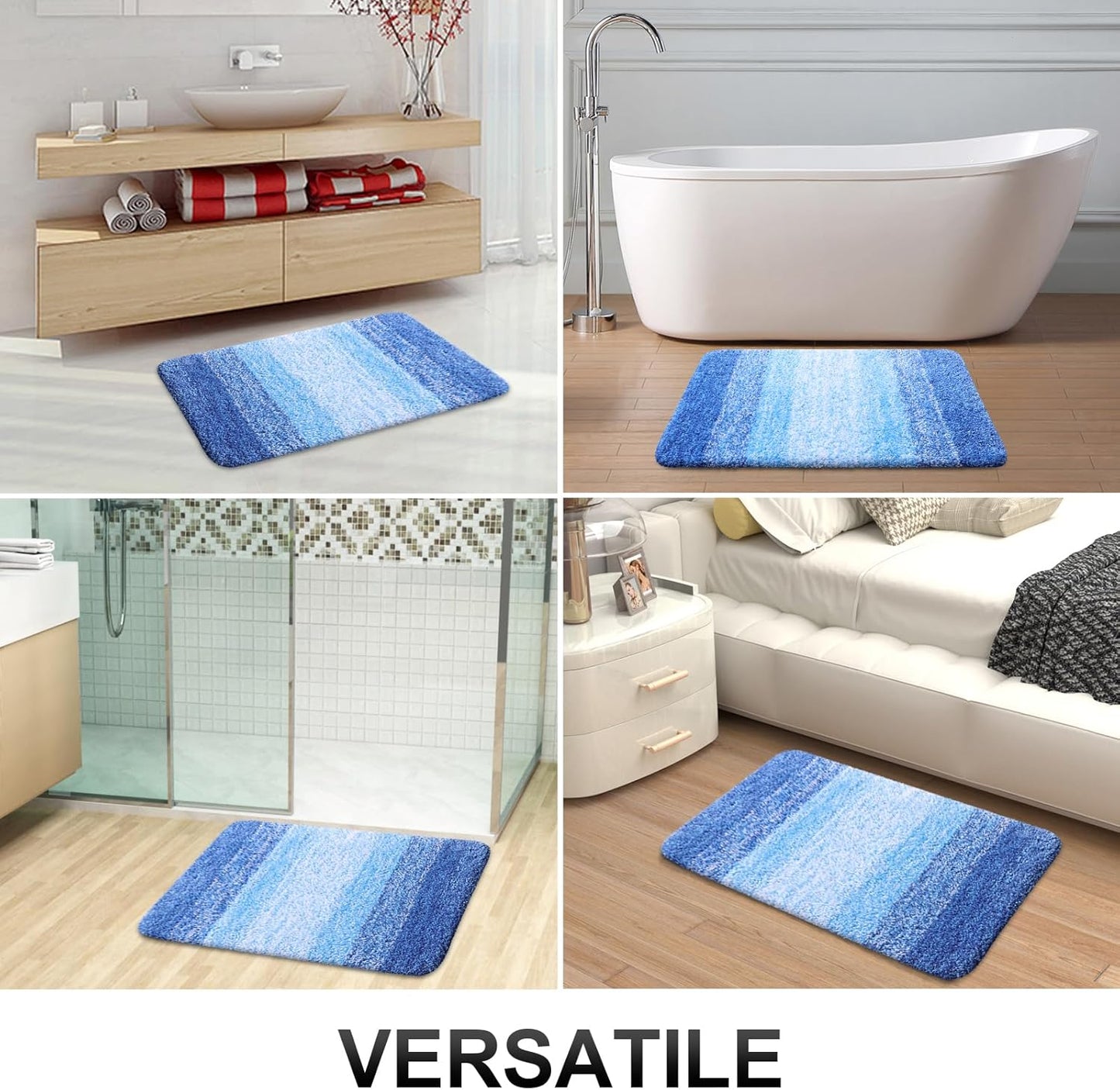 OLANLY Bathroom Runner Rugs 47x24, Extra Soft Absorbent Microfiber Bath Rugs, Rubber Backing, Quick Dry, Washable Bath Mats for Bathroom Floor, Tub and Shower, Home Decor Accessories, Light Royal Blue