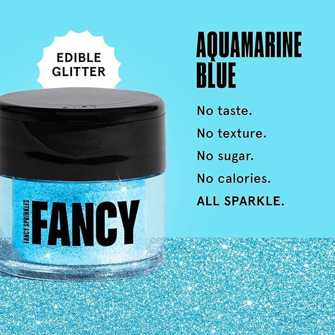 Fancy Sprinkles Aquamarine Blue Premium Edible Glitter, 100% Edible Glitter for Sparkling Food & Drinks No Taste or Texture (4gm)