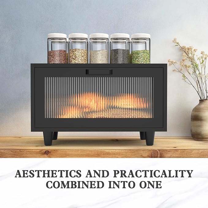 Bread Box for Kitchen Countertop Farmhouse Bread Holder Bread Storage Wooden Bread Container Black