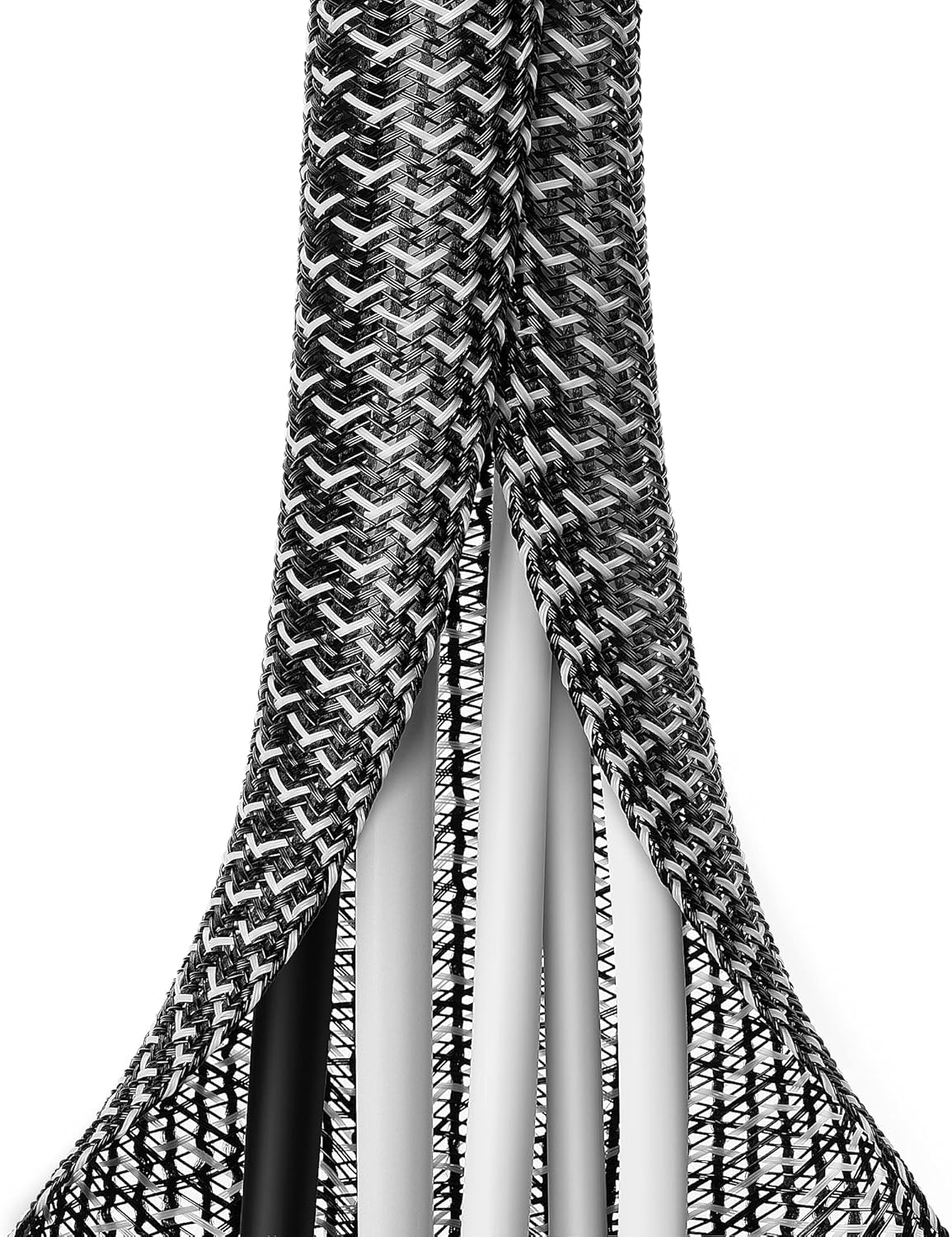 ZhiYo 6.6ft - 1 inch Cable Sleeve, Cord Wrap Wire Protector Tubing for Pets, PC Cable Wrap, Computer Cable Management Sleeve - Black - White