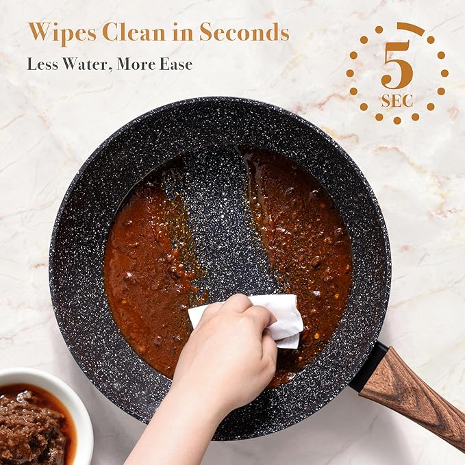 PekGema 14 Pcs Ceramic Cookware Sets, Pots and Pans Set Nonstick, Non Toxic Healthy Non stick Kitchen Cooking Set, Induction Cookware with Frying Pan Set, PFAS PTFE PFOA FREE, Black